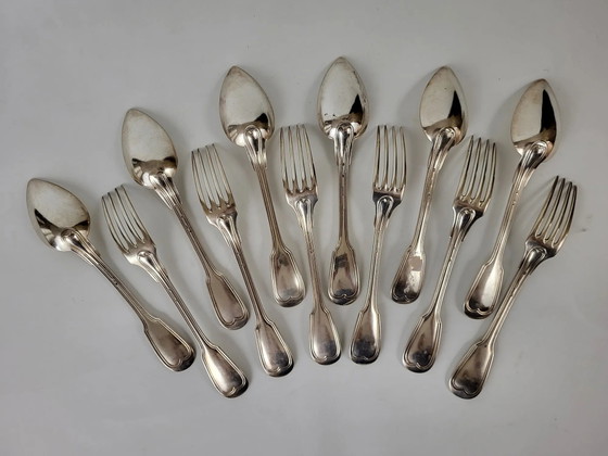 12 zilverkleurige metalen bestekdelen, mesh model – Besteksets (photo 6 of 11)