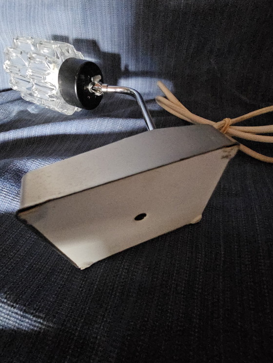 Image 1 of Set Of 2 Vintage Table Lamps - Glass & Chrome - 1970s