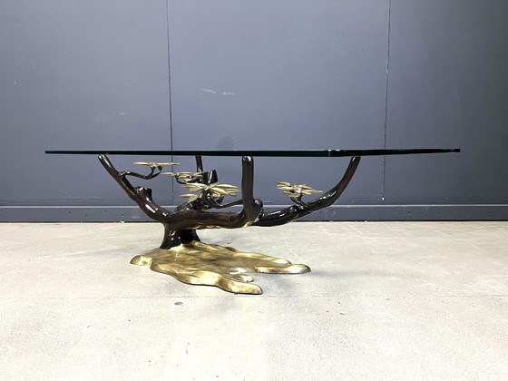 Image 1 of Tavolino da caffè vintage in ottone a forma di bonsai di Willy Daro, anni '70