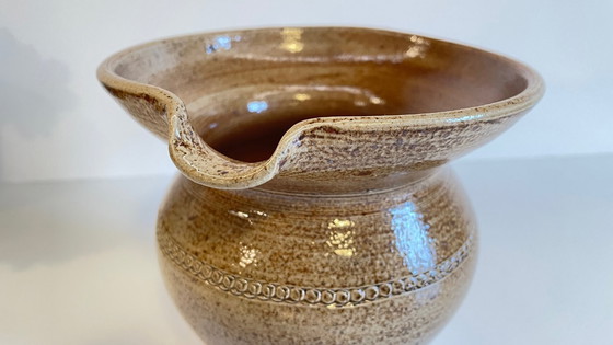 Image 1 of Vintage Glazed Stoneware Pitcher/Vase