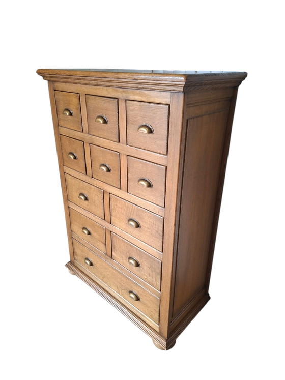 Commode de style campagnard, armoire d'apothicaire, classeur, dimensions 85x42cm et 122cm de hauteur. – Wood (photo 3 of 5)