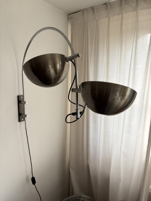 Lampe arc vintage style rétro années 70 en acier inoxydable