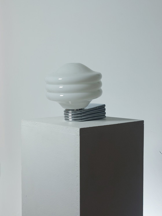 Image 1 of Vintage Wandlampe Milchglas Chrom Art Deco 