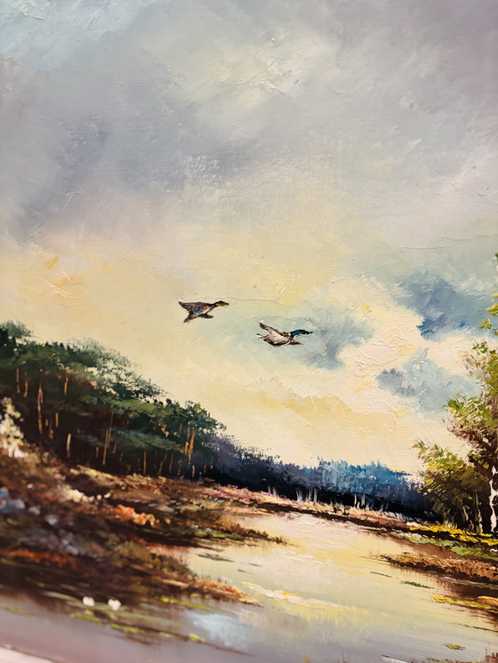 Image 1 of Painting WaterLandScap Ducks