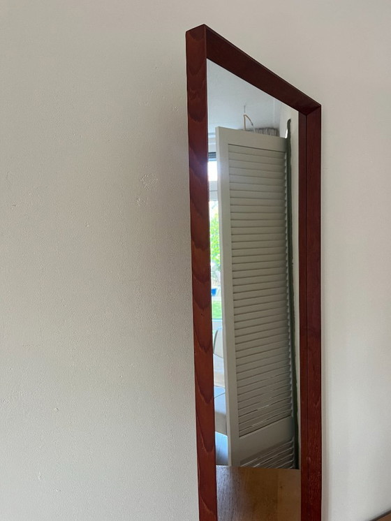 Image 1 of Vintage Deense teakhouten spiegel met verstekhoeken - spiegel uit het midden van de 20e eeuw