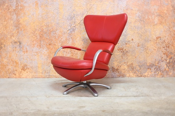 Image 1 of Leolux Formi Design-Drehsessel aus rotem Leder