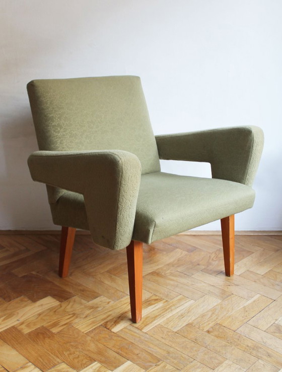 Image 1 of Coppia di poltrone Mid-Century verdi degli anni '60 con tessuto originale