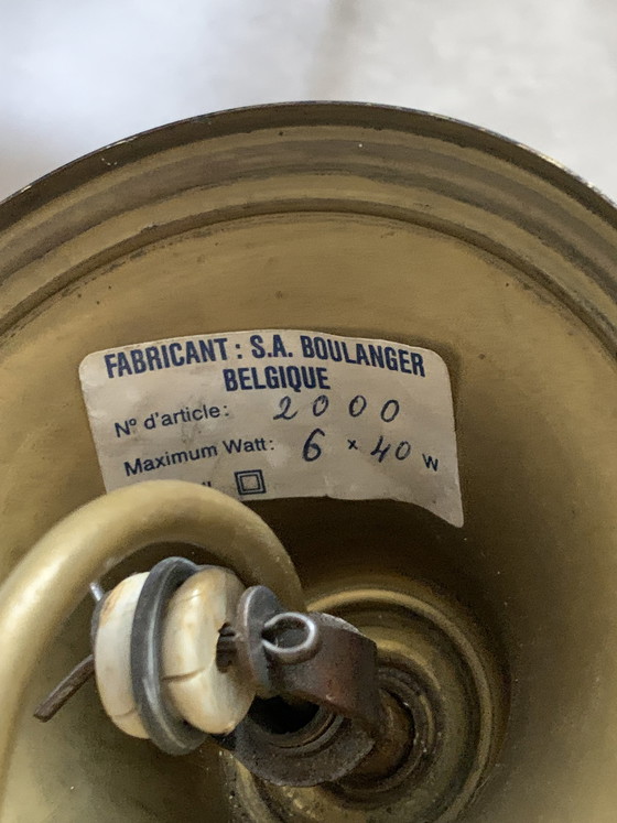 Image 1 of Lámpara de araña estilo Hollywood Regency de latón con forma de palmera, de SA Boulanger, Bélgica, década de 1970.