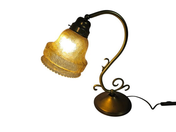 Image 1 of Lampe de table - Laiton - Verre - Style Hollywood Regency - Années 70