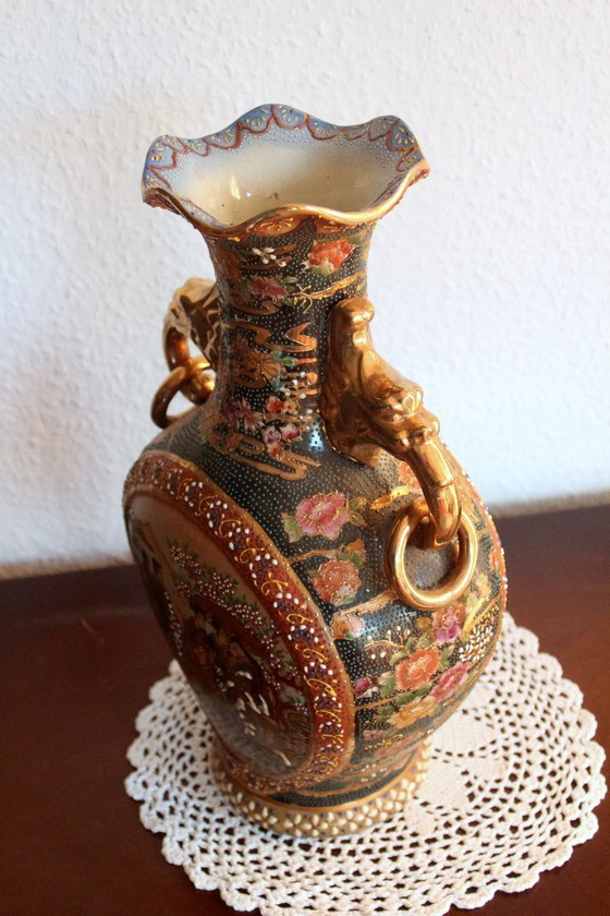 Image 1 of Magnificent Chinese vase, amphora-shaped, ceramic, vintage, mid-century, ceramic vase made in China