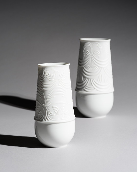 Image 1 of Rosenthal Vase Bjørn Wiinblad Bisque Porcelain Matte & Glossy Relief MCM WGP