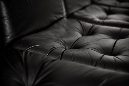 Vintage Mid-Century German Modern Minimalist Leather & Chrome Modular Sofa from Klöber, 1980s, Set of 4