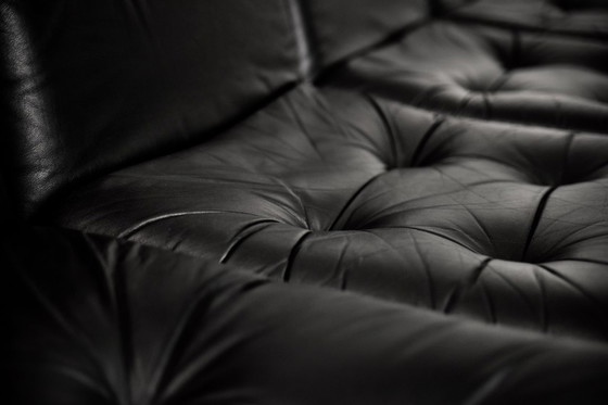 Image 1 of Vintage Mid-Century German Modern Minimalist Leather & Chrome Modular Sofa from Klöber, 1980s, Set of 4