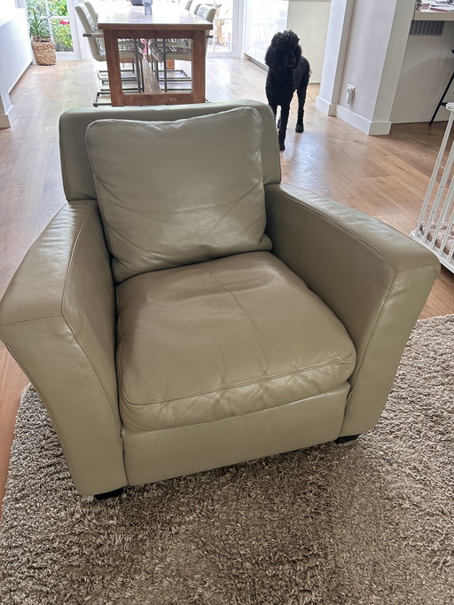 Fauteuil en cuir gris