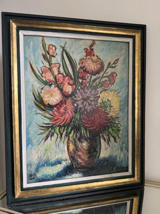 Image 1 of Farbiges Stilllebengemälde 20. Jahrhundert Rahmen E.Bouche