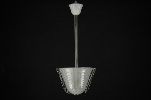 Rare lustre Art Déco Ercole Barovier en verre de Murano Pulegoso. Italie 1940s