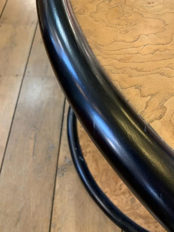 Table basse ronde tournante Art Déco en loupe d'érable et ébène attribuée à De Coene Freres, 1925 (photo 11 of 18)