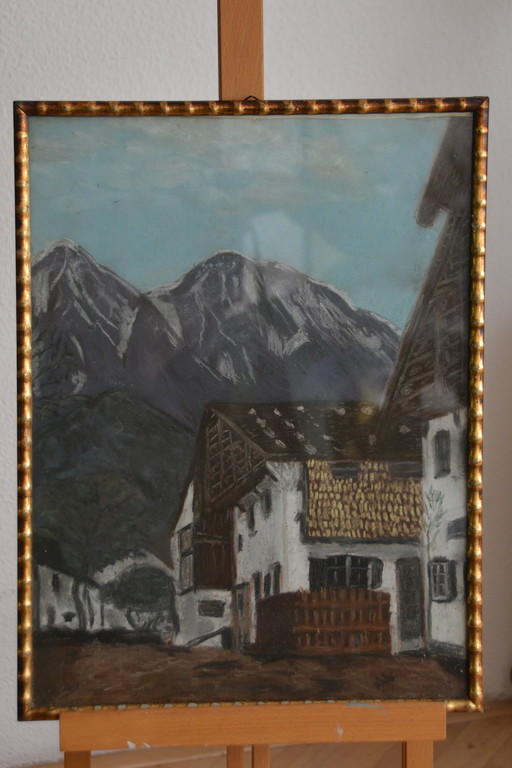 Dessin à la craie encadré