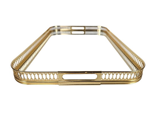 Image 1 of Hollywood-Regency-Tablett – Messing – Glas – Italien – 3. Viertel des 20. Jahrhunderts