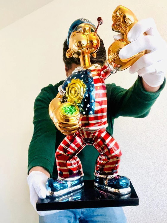Image 1 of Sculpture XL Popeye USA, Pop Art, Luxe, Argent, Statue, Dessin animé, États-Unis
