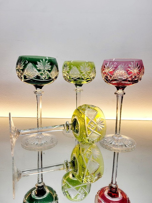 Set di 4 bicchieri Roemer Val Saint Lambert "Berncastel" n. 204 – cristallo tagliato a mano – Belgio, 1905