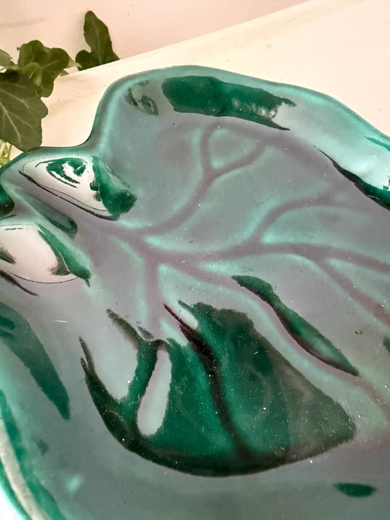 Piccolo piatto vintage a foglia verde smeraldo – Ciotole, Ceramic (photo 3 of 4)