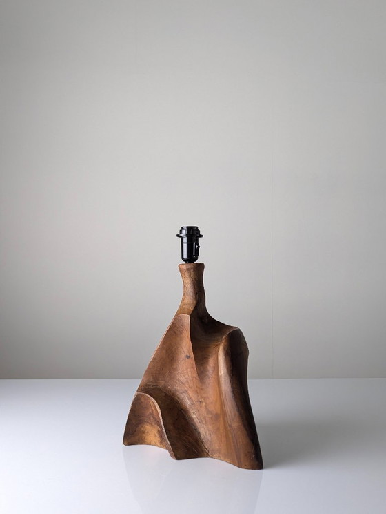 Image 1 of Lampada da tavolo organica moderna in legno d'ulivo intagliato, stile scultoreo, anni '70