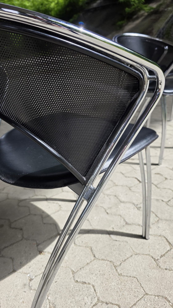 Image 1 of Set van 4 postmodernistische chromen stoelen, Italië, 1980