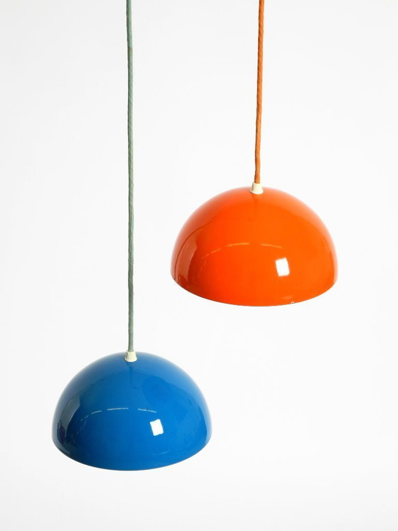 Image 1 of Original enamelled double shade Flower Pot pendant lamp by Verner Panton for Louis Poulsen Denmark