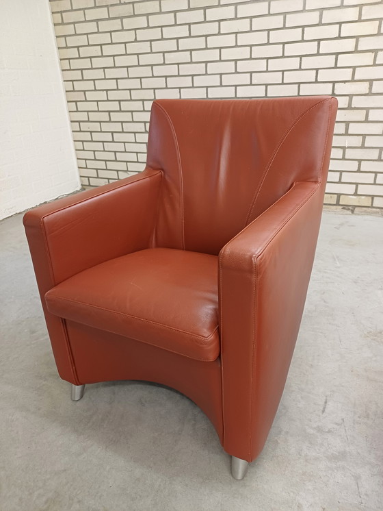 Image 1 of Leolux Dolcinea Sessel (2 Stück) Leder Senso 4100 Rust Alu poliert Stuhlbeine