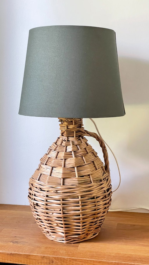 Dame Jeanne vintage rattan lamp