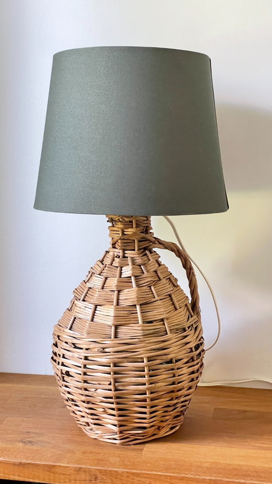 Image 1 of Dame Jeanne vintage rattan lamp