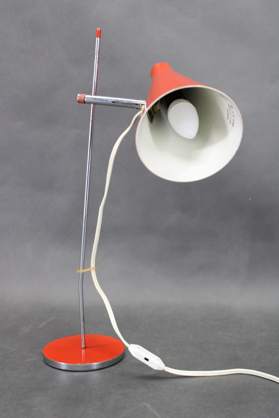 Image 1 of 1960er Josef Hurka Rote Tischlampe für Lidokov, Tschechoslowakei