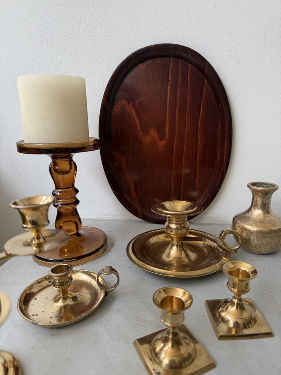 Image 1 of Vintage messing kandelaars set | mid century brass | sfeervol decor