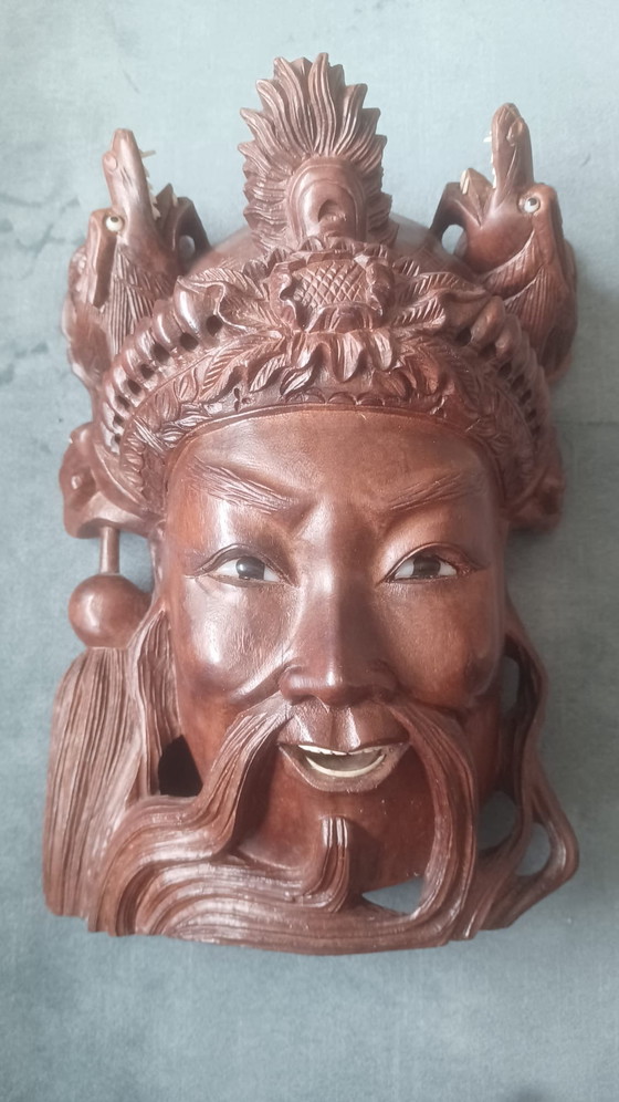 Image 1 of Decorazione murale antica in legno di radice raffigurante un drago cinese.