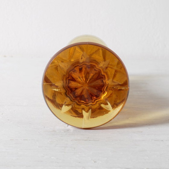 Image 1 of Small Vintage Amber Glass Vase / Mid-century Stylish Vase / Czechoslovakia / 1970s