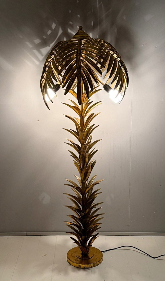 Image 1 of Gran lámpara de pie/palmera estilo Hollywood Regency, al estilo de Maison Jansen, Francia, década de 1970