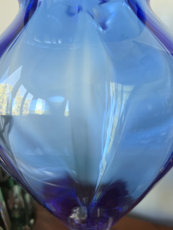 Large Vintage Beyer Bleikristall 38cm Cobalt Blue Crystal Vase - Bavaria – Glass (photo 4 of 5)