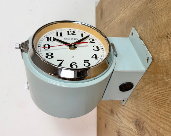 Image 1 of Vintage grijze Seiko Maritime dubbelzijdige wandklok, jaren 80