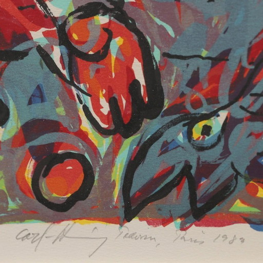Carl-Henning Pedersen Lithografie 1983