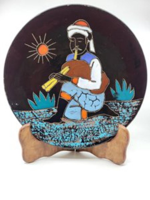 Decorative ceramic plate by H. Arfaoui, 1970s