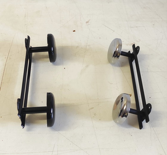 Image 1 of Vintage wall-mounted coat rack with 2 metal hooks - mid-20th century