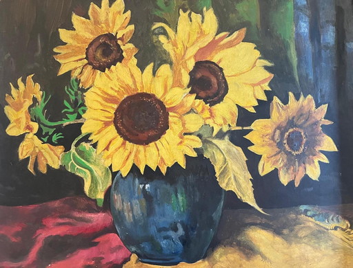 Groot zonnebloemstilleven