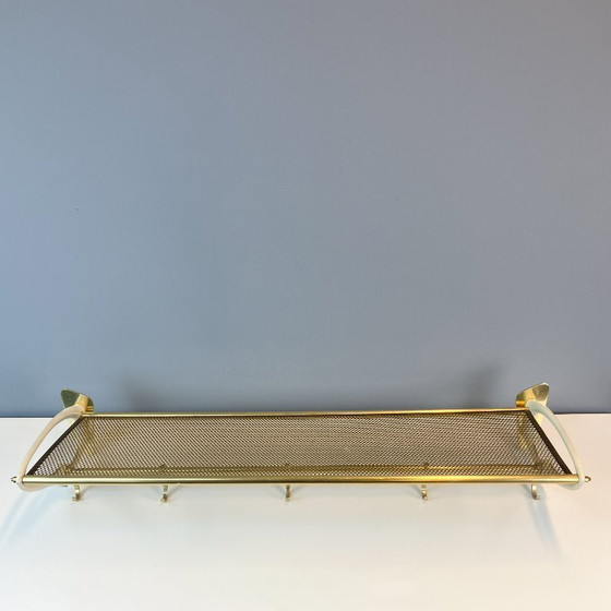 Image 1 of Vintage kledingkast, messing met wit gelakt metalen frame, jaren 1950