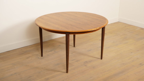 Image 1 of Table de salle à manger ronde vintage | Bois de rose | extensible