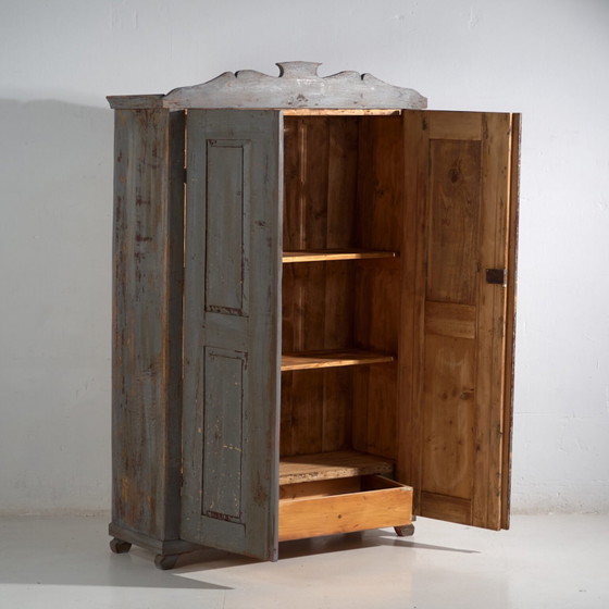 Rustic Painted Wooden Wardrobe, Central Europe, circa 1900–1920 (photo 27 of 40)