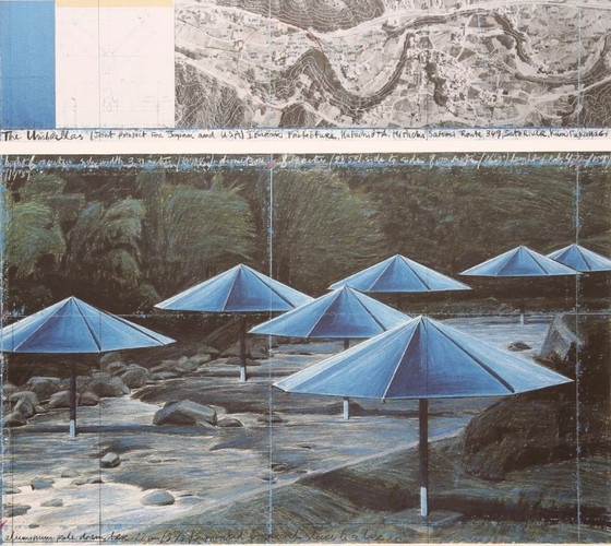 Image 1 of Christo: "The Umbrellas (blue) - Japan/USA 1991".