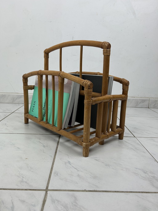 Vintage Bamboo Magazine Holder Newspaper Tray