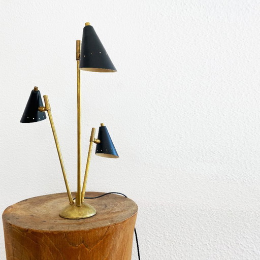 Italian three-head brass lamp, design 50