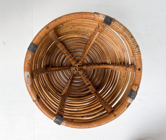 Image 1 of Set of 2 rattan designer stools by Tito Agnoli, 1960's